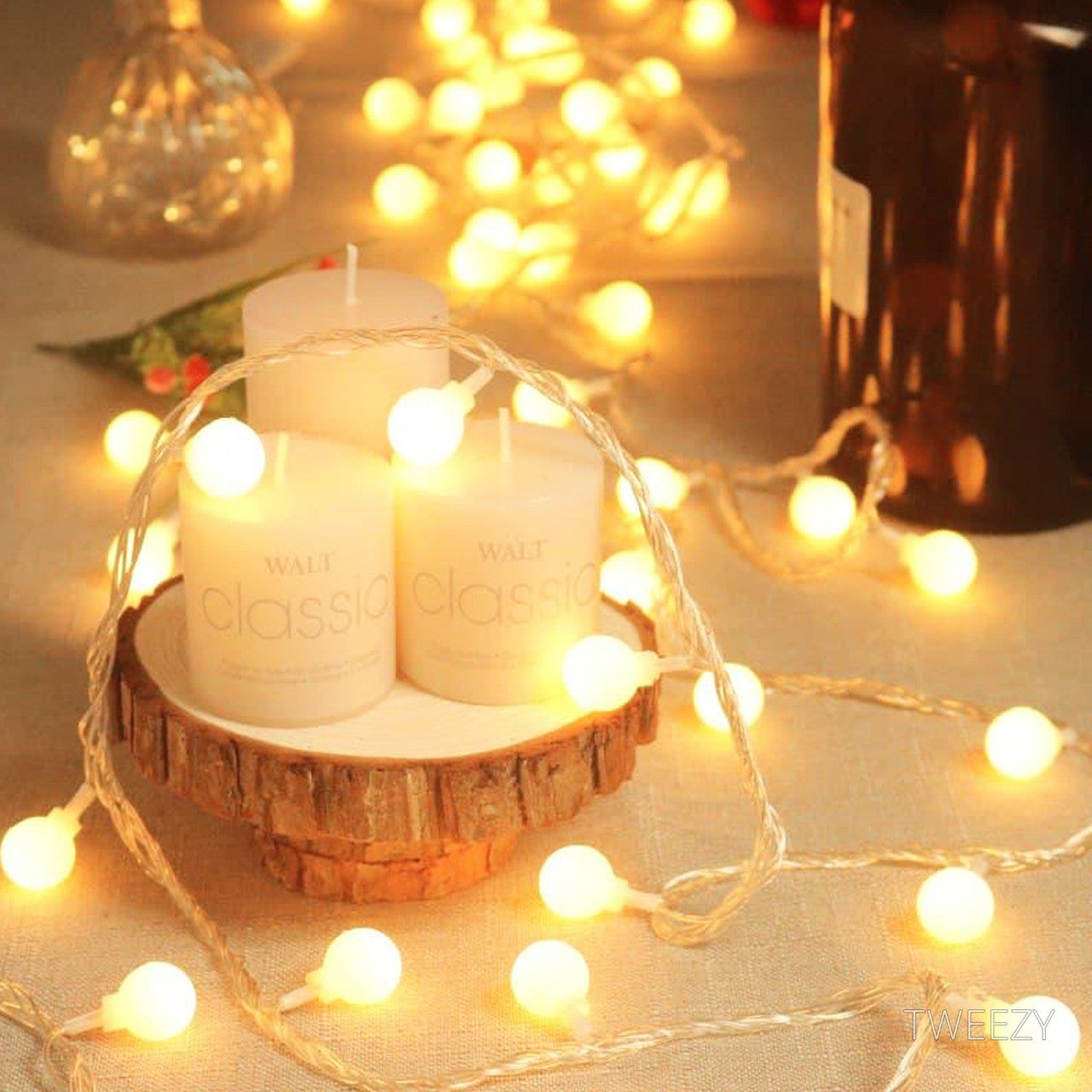 Світлодіодна гірлянда з кульок на батарейках  на 40 лампочок 6м (теплий білий)