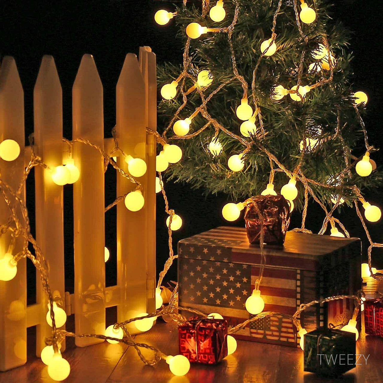 Світлодіодна гірлянда з кульок на батарейках  на 40 лампочок 6м (теплий білий)