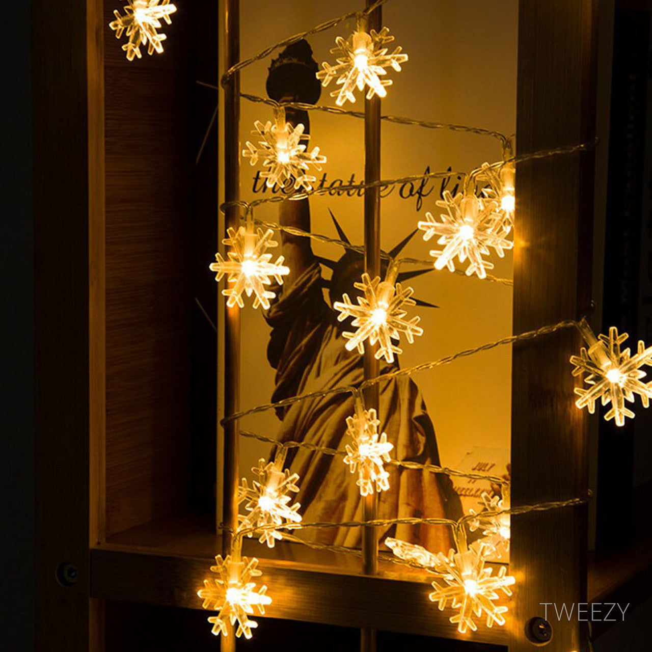 Світлодіодна гірлянда зі сніжинок на батарейках на 40 лампочок 5м (теплий білий)