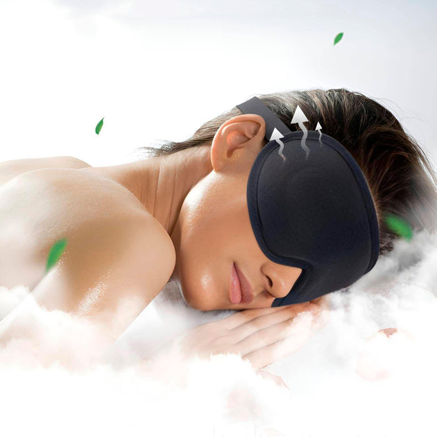Дихаюча регульована 3D маска для сну з опуклостями для очей і підкладкою в ділянці перенісся чорна