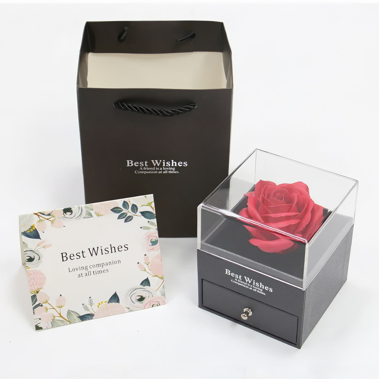 Стабілізована троянда в подарунковій коробці з кулоном