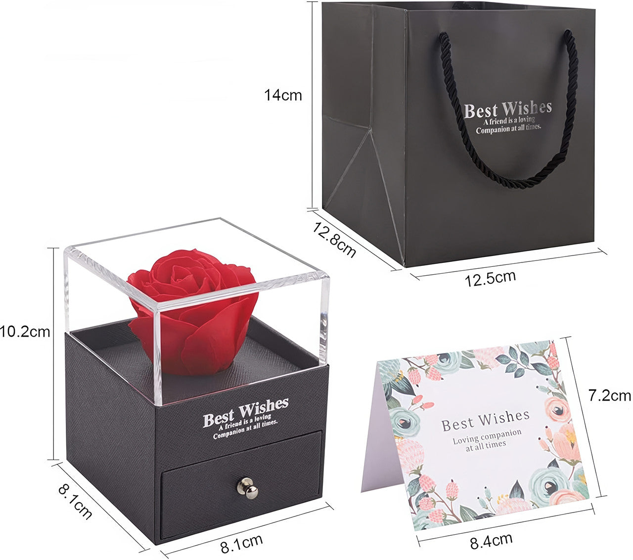 Стабілізована троянда в подарунковій коробці з кулоном