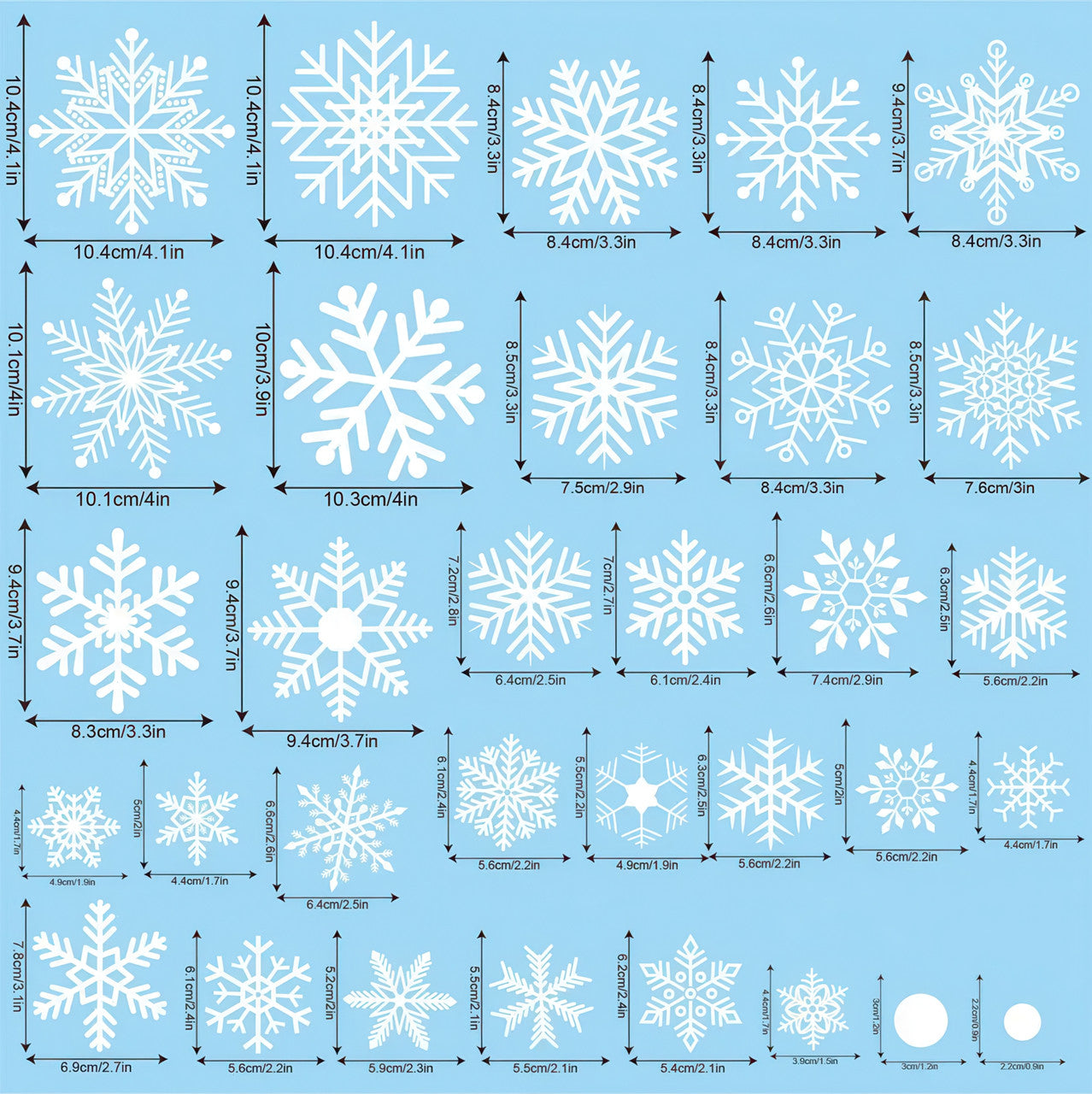 Різдвяні наклейки-сніжинки на вікна (197 шт., 6 аркушів)