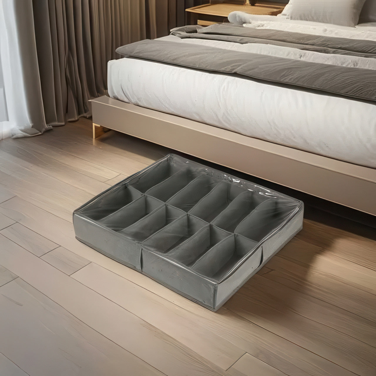 Органайзер для зберігання взуття (до 12 пар) під ліжком або в шафі сірий