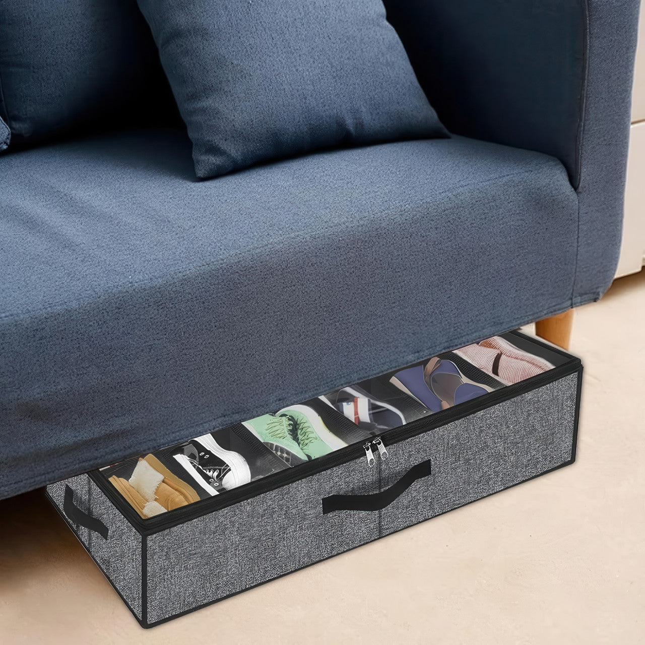 Органайзер для зберігання взуття (до 12 пар) під ліжком або в шафі сірий