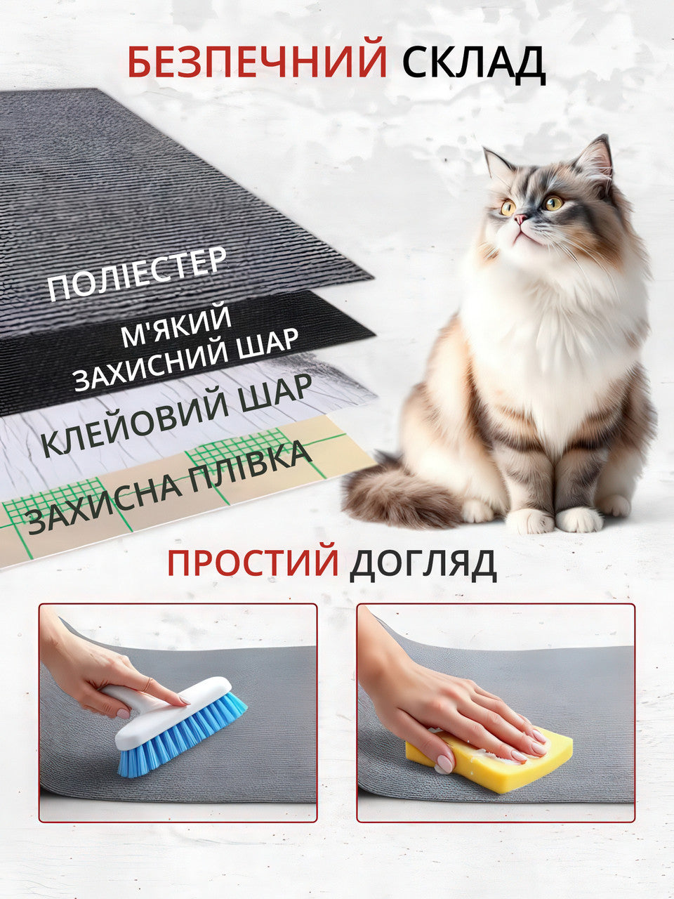 Кігтеточка килимок самоклейна для котів і собак - захист меблів від подряпин 40×100 см