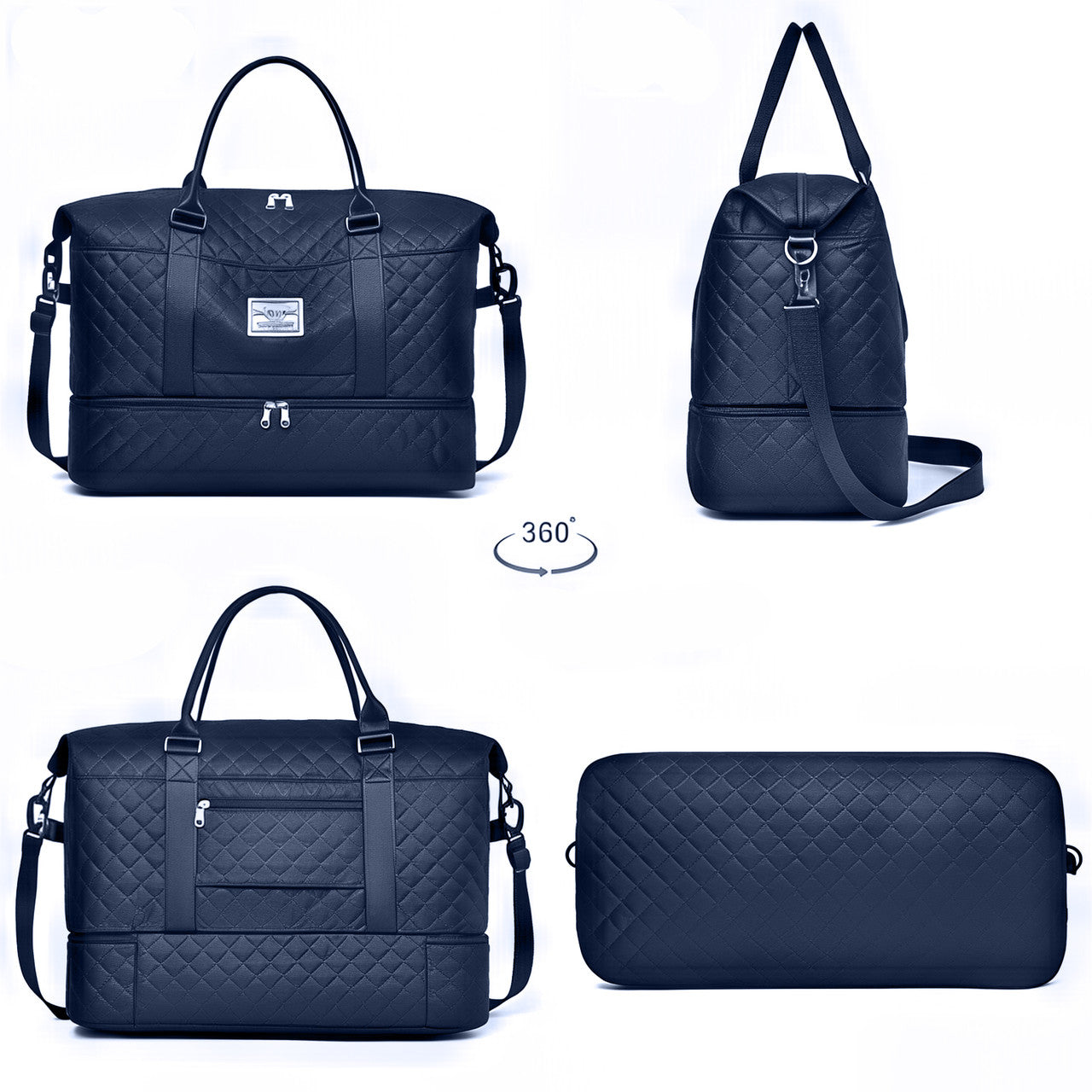 Дорожня сумка з відділенням для взуття та косметичкою, 50×24×36 см, водонепроникна, чорна