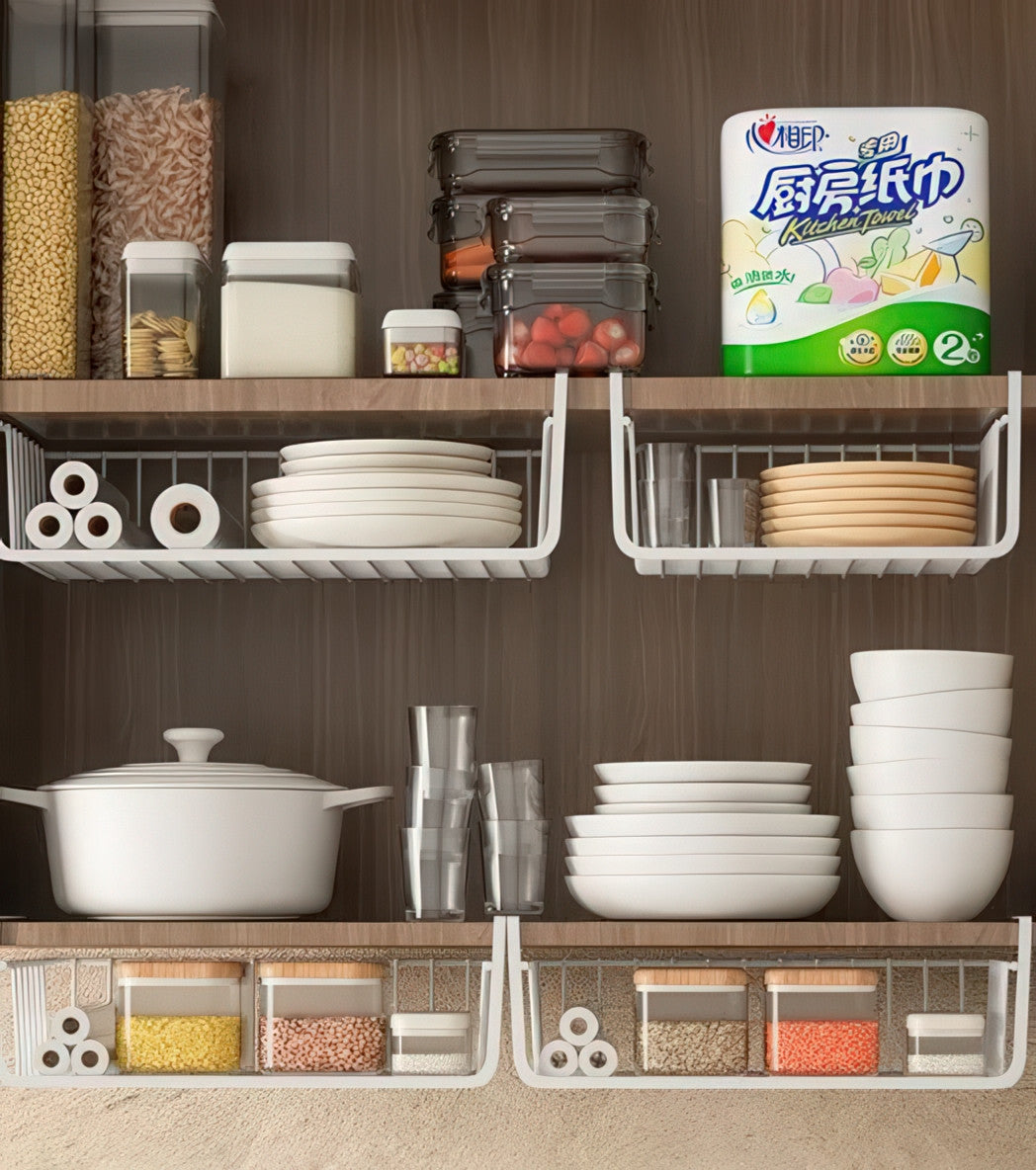 Підвісний металевий кошик-органайзер для зберігання речей 37×26×11 см, білий