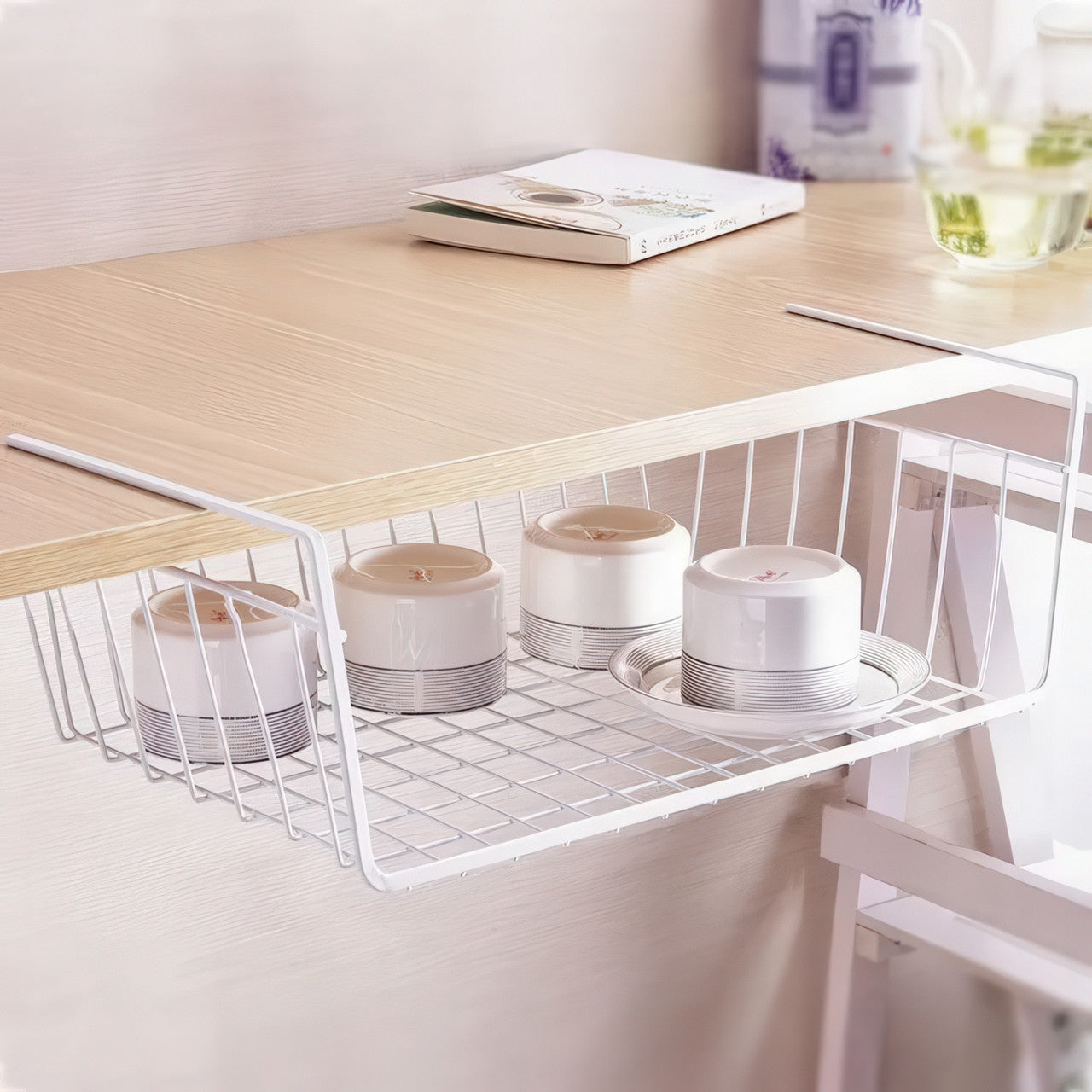 Підвісний металевий кошик-органайзер для зберігання речей 37×26×11 см, білий