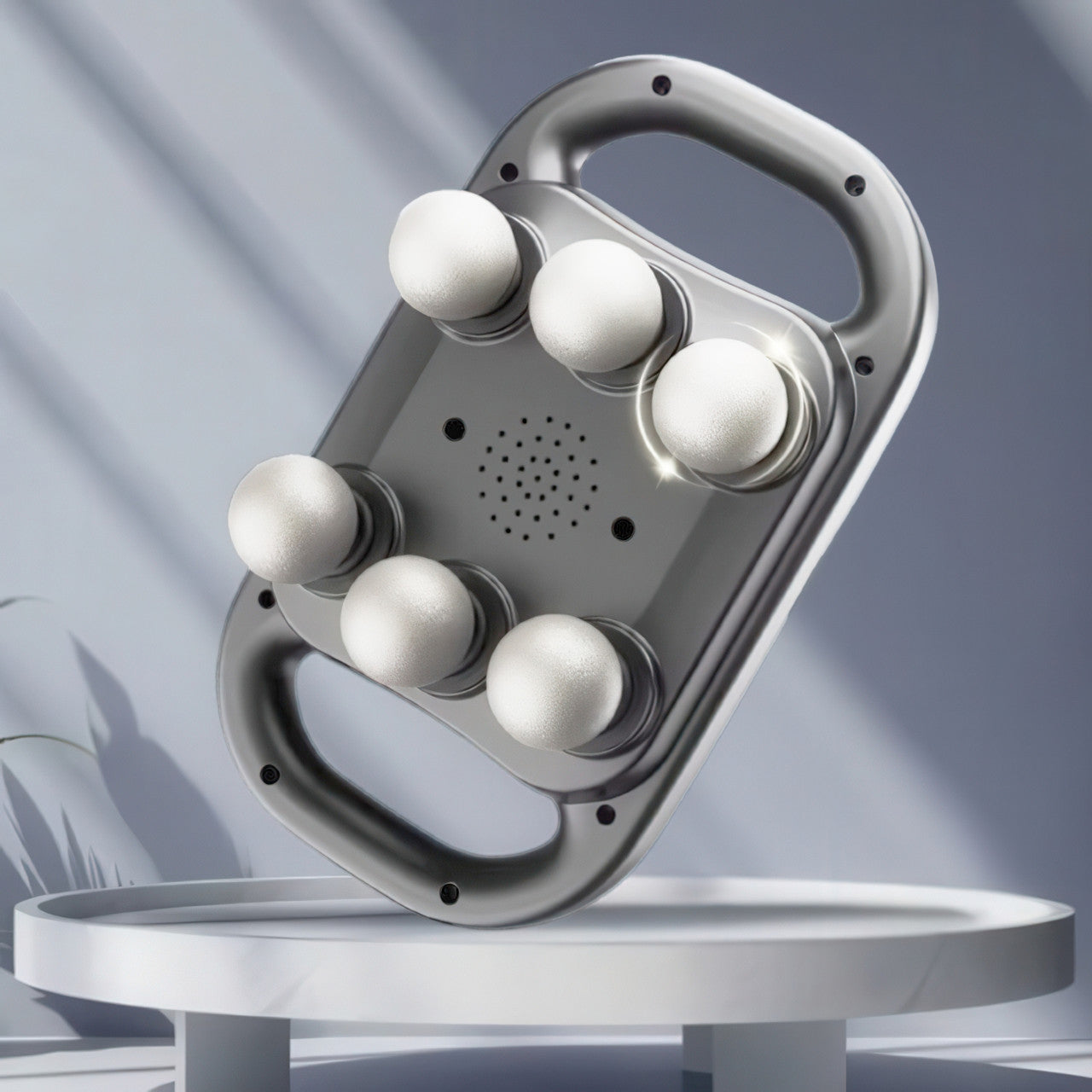 Масажер перкусійний бездротовий з 6 насадками і 9 режимами для спини, шиї і всього тіла, сірий