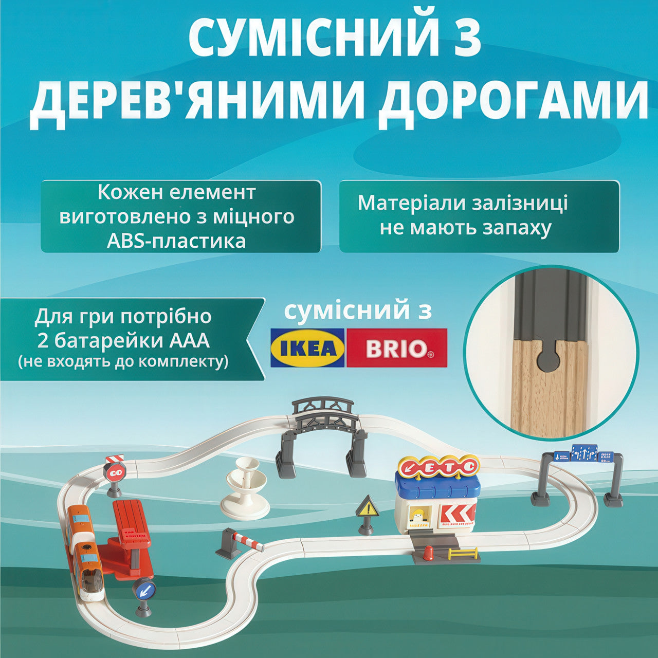 Ігровий набір залізниця Homkey URBAN RAIL (35 деталей, на батарейках)