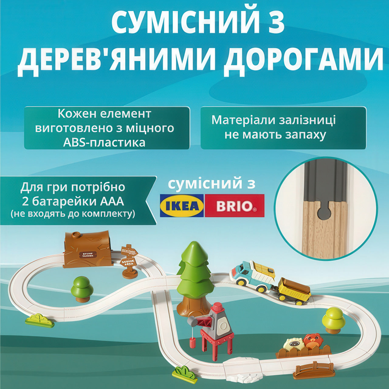 Ігровий набір залізниця Homkey FOREST TRACK (36 деталей, на батарейках)