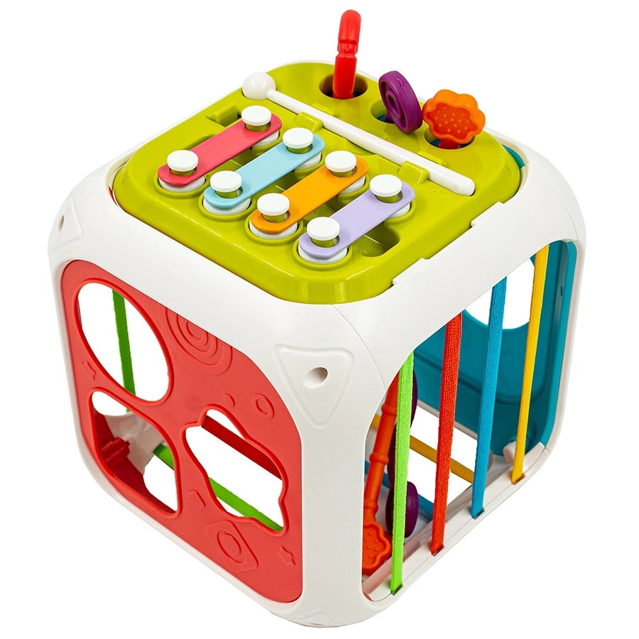 Бізікуб сортер 7 в 1 Розвиваюча іграшка для дітей за Методикою Монтессорі (15х15х15 см)